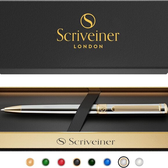 Other - Silver Chrome Ballpoint Pen - Stunning Luxury Pen, Real Gold Plating, Schmidt Bl